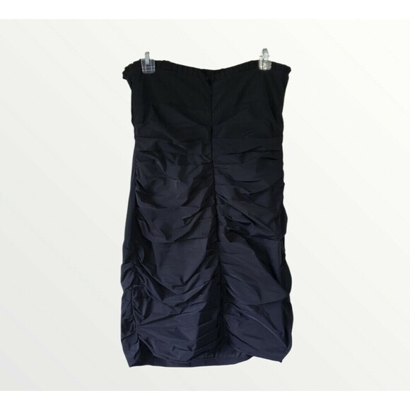 MaxAndCleo Cocktail Party Dress Tracey 10 Black Taffeta Strapless Ruched Pleated - Picture 4 of 11